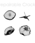 Illustration of windshield chips and cracks repaired with DIY Windshield Repair Kit for Cars and Trucks Fast Easy Fix for Chips Cracks