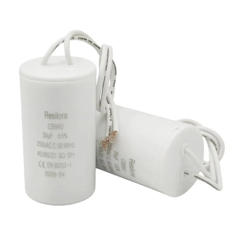 30uF MFD CBB60 Motor Run Capacitor 250V AC Round Cylinder With Two Wires Metallized Polypropylene Film For Motors