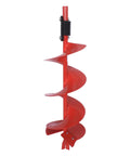Red 10 Inch Diameter 36 Inch Long Single Spiral Earth Auger Bit With Fishtail Point And Patent Shock Spring Replaceable Cutting Blade