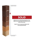 Top Shelf Acrylic Siding Stain Solid Color Five Gallon Big Bulk Tub showing color options and descriptions for wood protection.