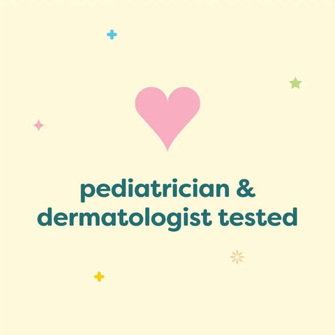 Text image with pink heart reading 'pediatrician & dermatologist tested' for Mineral SPF 50 Kids Sunscreen Lotion With Zinc Oxide And Titanium Dioxide Broad Spectrum UVA UVB Water Resistant Paraben Free Fragrance Free Tear Free Non Allergenic Goes On White 6 Fl Oz Pack Of 2.