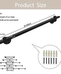 Rock Solid Black Metal Wrought Iron Stair Railing With Modern Wall Mount Handrail For Indoor And Outdoor Use showing size specifications.