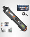 4V Lithium Cordless Screwdriver Kit With 30 Piece Accessory Pack, Easy To Use Electric Driver, Black and Silver, Rechargeable Battery