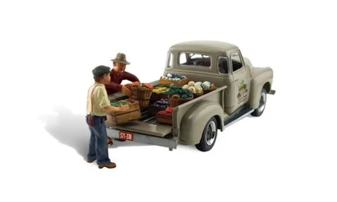 Fresh Produce Pickup Truck With Figures For HO Scale Model Railroad Paul's Fresh Produce Stand Scene From Woodland Scenics Layout