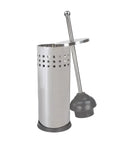 Metal Toilet Plunger With Holder No Fuss Hidden Canister Keeps Your Bathroom Clean And Clog-Free Compact Storage For Apartments