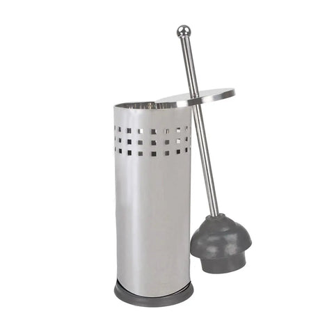 Metal Toilet Plunger With Holder No Fuss Hidden Canister Keeps Your Bathroom Clean And Clog-Free Compact Storage For Apartments
