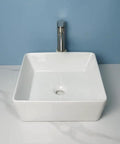 USZWBY Vessel Sinks Bathroom Vessel Sink Modern Simple Balcony Ceramic Single Basin Apartment Hotel Art Countertop Washbasin Bathroom Bowl Sink, square ceramic sink on countertop.