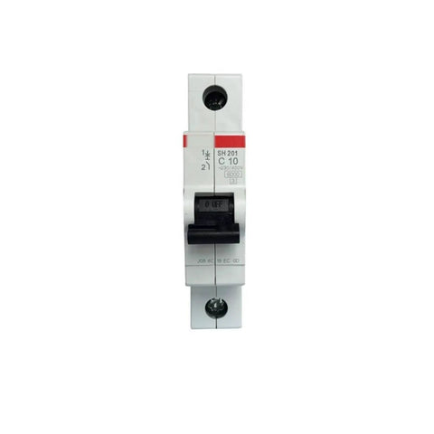 Rock Solid Miniature Circuit Breaker Switch With Din Rail Mount For Electrical Panels, single pole unit, 10 amps.