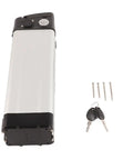 Heavy Duty Electric Bike Lithium Battery Storage Case Compatible With 36 Volt And 48 Volt Packs, spacious fit with keys and screws included.