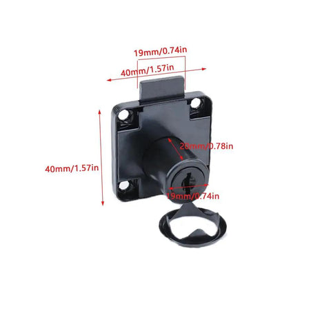 Gotta Keep Your Drawers Locked Down Tight With These Heavy Duty Three Pack Cabinet Locks Featuring Quick Folding Keys For Snappy Setups And Rock Solid Security On Dressers File Boxes And Doors In Black - detailed image of a black cabinet lock with dimensions.