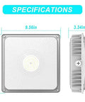 Beast Bright 75W Outdoor Canopy Light 9750LM 5000K Daylight IP65 Waterproof 9.56x3.34 inches front and side view