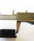 Close-up of caliper measuring square plastic plug for 2x2 tubing, shows inside diameter 1.85 inches, part of 8 Pack 2 Inch Square Plastic Plugs For Square Tubing Posts With Inside Diameter 1.85 To 1.90 Inches, Heavy Duty End Caps For 2x2 Inch Tubing, Flexible Retaining Ridges For Secure Fit.