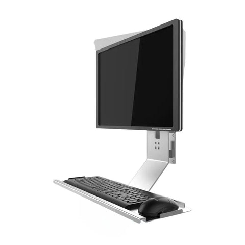 Heavy Duty Monitor Mount And Industrial Keyboard Tray Featuring Multi Angle Swivel Brackets That Folds Compact For Tight Spaces To Solidly Upgrade Your Home Office Game All Year Round with adjustable monitor and keyboard.
