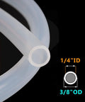 Close-up of silicone tubing end, 1/4 in ID x 3/8 in OD, food-grade for brewing.