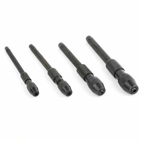 4 Piece Pin Vise Set Handheld Hollow Handle Micro Drill Chuck Kit For Precision Drilling Jewelry Making Model Building Electronics And Tiny Component Gripping, four black metal pin vises