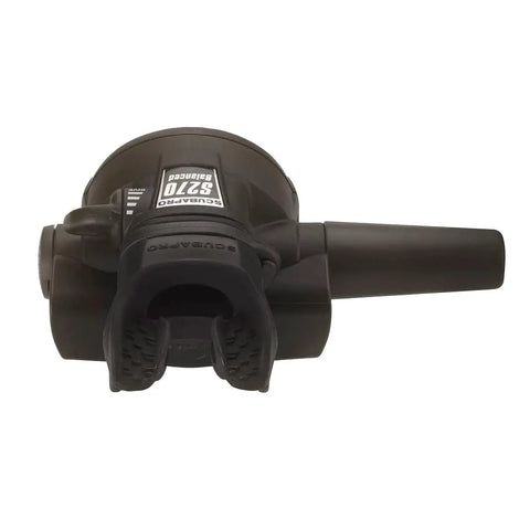 Front view of MK11 S270 Regulator Set for Scuba Diving, Balanced Diaphragm First Stage, Smooth Breathing Second Stage, black finish