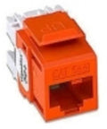 Leviton 5G110-RG5 CAT5E UTP modular RJ45 jack, orange, front view