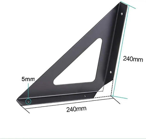 Heavy Duty Corner Brackets For Wall Mounted Shelves 90 Degree Steel L Braces 2 Pack close-up view showing dimensions and design features.