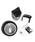 Components of Enforcer IR Reflective Photoelectric Sensor with 50ft Range ETL UL325 Compliant for Outdoor Use, including reflector and parts.