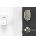 Smart Lock Upgrade With Wi Fi Bridge And Alexa Compatibility Satin Nickel Finish Keyless Home Entry From Anywhere Hands Free Access No Key Needed Auto Lock Remote Control For Peace Of Mind shown installed on door