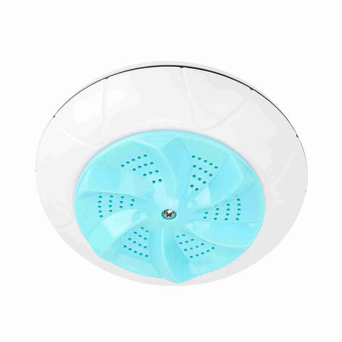 Portable Mini Washing Machine Turbo Wash Usb Powered Travel Laundry Compact Cleaner Gentle Fabric Care Dual Turbine Tech lightweight blue spinner top view.