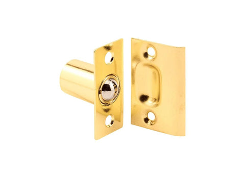 27/32 Inch Brass-Plated Housing And Plates With Steel Ball Catch And Inner Spring For Hinged Doors, Spring-Loaded And Adjustable