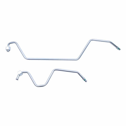 Power Steering Rack And Pinion Hydraulic Transfer Hard Line Direct Fit For Chevy Avalanche Silverado Suburban Tahoe GMC Sierra Yukon Yukon XL Cadillac Escalade 2007 To 2014 showcasing two silver metal pipes on a white background