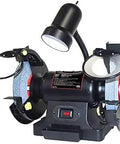 Eight Inch Bench Grinder With Three Quarter Horsepower Motor, Heavy Duty Ball Bearing, Adjustable Shatter Resistant Eye Shields, Magnifying And Standard Tool Rests With Spark Guards, Large Work Light, Pre Drilled Mount Holes For Easy Mounting
