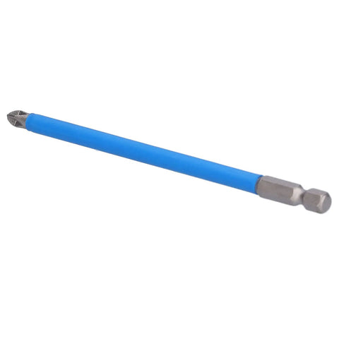 Premium S2 Steel Batch Heads Screwdriver Bit Kit With Impact Proof Construction For Home Decor And Heavy Duty Installation Or Disassembly Projects Featuring Durable 6.35mm Handle Diameter For Professional Grade Performance Every Single Time. Blue S2 steel hex shank screwdriver bit, 6.35mm, angled view