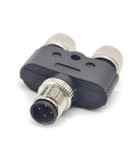M12 Y Type Connector 4 Pin 1 Male To 2 Female A Code Unshielded Industrial Circular Sensor IP67 Waterproof Field Assembly Wireable Connector