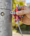 Using All-In-One Universal Control Cabinet Key With Nine Die-Cast Zinc Profiles on utility pole lock for quick access
