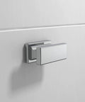 Polished Chrome Cabinet Knobs Set 10 Pack, 1.46 Inch Single Hole Rectangle Drawer Pull on white cabinet.