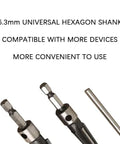 T-handle tapered reamer tool set with 6.3mm universal hex shank and three bits