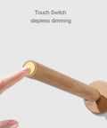 Rechargeable Battery Operated Wall Sconce Night Light With 360 Degree Rotating Magnetic Ball, wooden finish, touch switch.