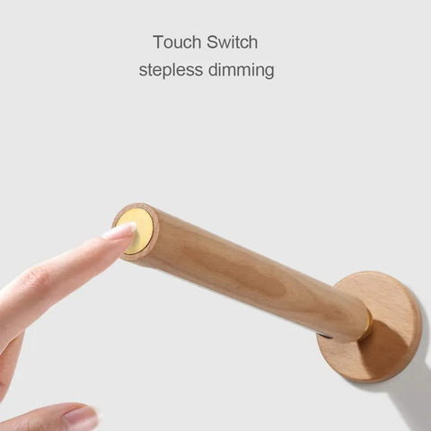 Rechargeable Battery Operated Wall Sconce Night Light With 360 Degree Rotating Magnetic Ball, wooden finish, touch switch.
