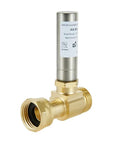 Heavy Duty Stainless Steel Water Hammer Arrestor For Washing Machine Supply Lines Three Quarter Inch Swivel FHT To MHT Connection 250 PSI Max Low Lead Brass CUPC NSF Listed For Horizontal Or Vertical Install, brass body
