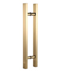Heavy Duty Stainless Steel Door Pull Handle Set For Glass And Wood Doors 25x38mm Square Tube Brushed Finish