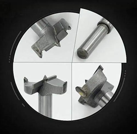 Close-up of 5 Piece Forstner Drill Bit Set 15-35mm High Strength Steel Woodworking Bits For Precise Flat Bottom Holes With Clean Edges