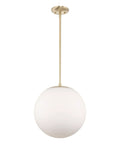 Ceres 14-Inch Mid Century Modern Globe Pendant Light With Frosted Glass Orb Warm Brass Finish for Kitchen Island or Living Room Decor