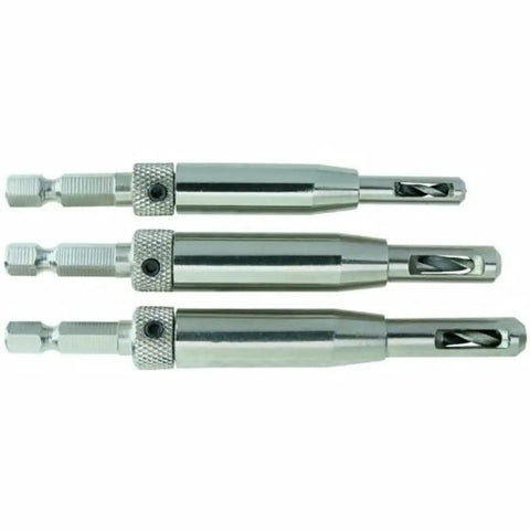Image of Self Centering Quick Change Door Hinge Drill Bit Set, 3 Pack, Steel Bits for Precise Pilot Holes and Easy Hinge Install