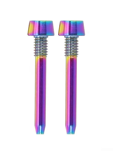 Super Secure 2 Pack Alloy Brake Caliper Bolt Pins For Mt Series Disc brakes Keep Pads Tight During Intense Rides Black Hardware Kit Retaining Hardware, two rainbow alloy pins