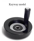 Heavy Duty Handwheel For Lathe And Milling Machines With Revolving Handle, Rear Ripple Style, Keyway Type in black alloy.