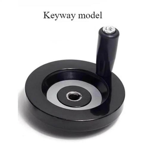 Heavy Duty Handwheel For Lathe And Milling Machines With Revolving Handle, Rear Ripple Style, Keyway Type in black alloy.