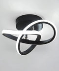 Modern LED Ceiling Light 22W Spiral Design Fixture 6500K Cool White 2000 Lumens Flush Mount black finish