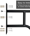 Heavy Duty Wall Mount Handrail U Shaped Curve For Outdoor Steps Indoor Stairs Solid Stainless Steel Grab Bar Matte Black installation hardware layout