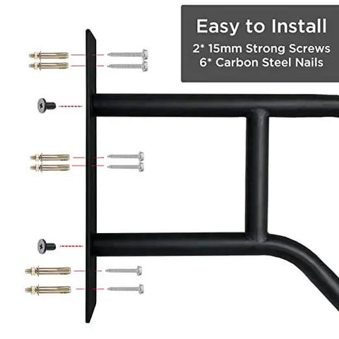 Heavy Duty Wall Mount Handrail U Shaped Curve For Outdoor Steps Indoor Stairs Solid Stainless Steel Grab Bar Matte Black installation hardware layout