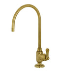 Royale Single Handle Water Filtration Faucet in Brushed Brass Finish for crystal clear drinking water, Solid Brass Construction, Drip Free Ceramic Disc Cartridge, Deck Mounted, Single Hole Install, 1.0 GPM Flow at 60 PSI, 1/4 Inch Compression Inlet