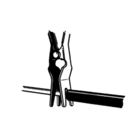 Hose Remover Pliers For 5/32 To 1/2 Inch Vacuum And Fuel Lines Sharp Jaw Digs In To Grip The Hose While The Silver Jaw Pops It Off With Ease Universal Fit Auto Maintenance Tool shown with hose.