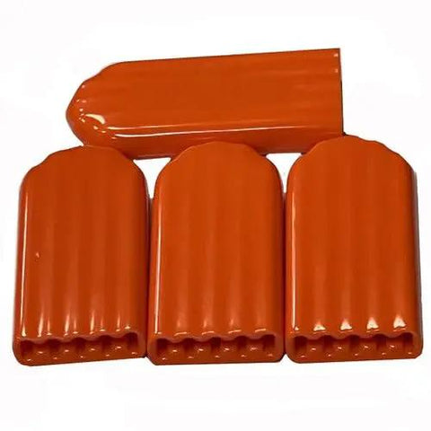 Badass High Voltage Battery Terminal Safety Covers For Electric Vehicles Sae Orange Insulated Caps 12 Pack shown in stacked arrangement.