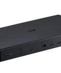 ASUS Thunderbolt 5 Dock, black docking hub with multiple ports for connectivity, ideal for multi monitor setups.